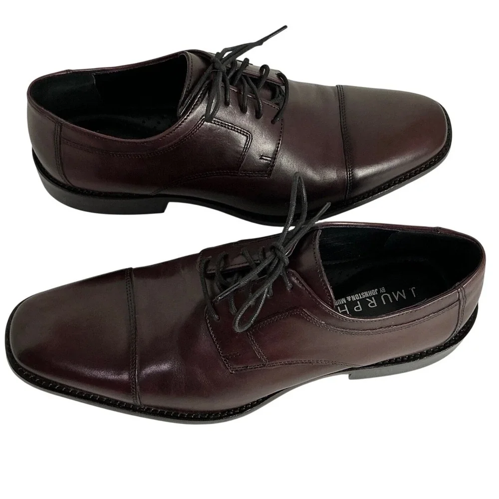 J Murphy Cap Toe Oxford Dress Shoes Mens 11M‎ Burgundy Leather Formal Luxury